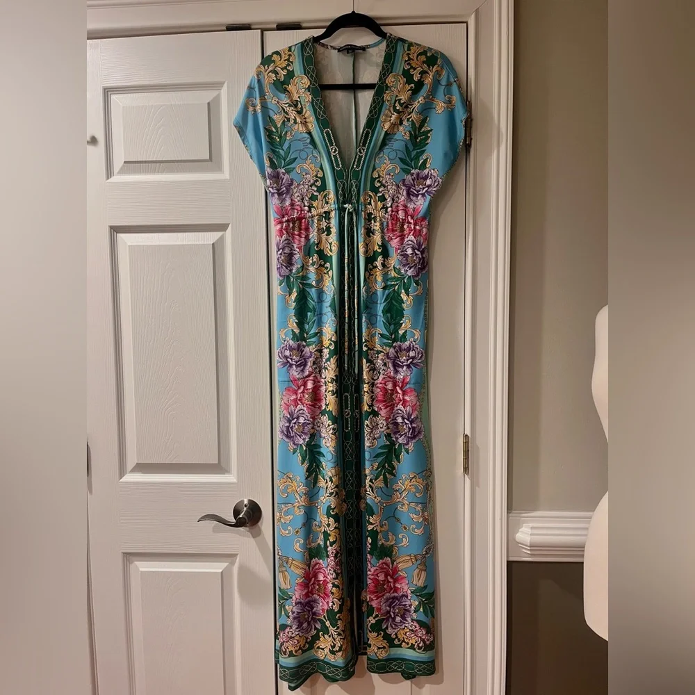 Boston Proper Floral Status Border Print Maxi Dress - Picture 5 of 9